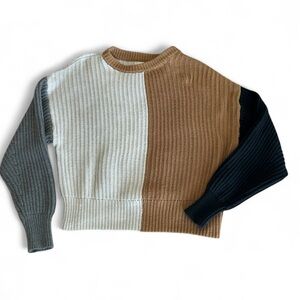 a new day Cream and Brown Crew Neck Sweater